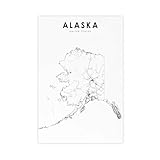 QOGDAF Alaska-Karte, Leinwand-Poster, Schlafzimmer, 