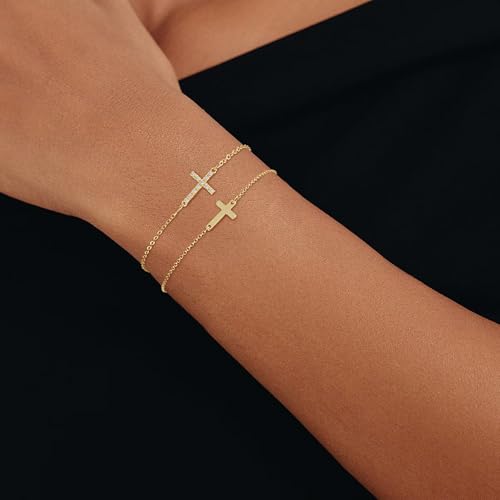 Silver/Gold Bracelets for Women,Sterling Silver/14K Gold layered Tennis Paperclip Link Bracelet Hypoallergenic Jewelry Gifts for Women4
