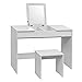 WOLTU Tocador de Maquillaje Tocador Mesa Cosmética con Taburete Tocador de Maquillaje con Espejo Plegable 100 X 45 X 76cm Blanco MB6047ws