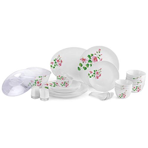 Cello Opalware Zarah Pink Hibiscus Dinner Set Pack of 37 Pcs Amazon