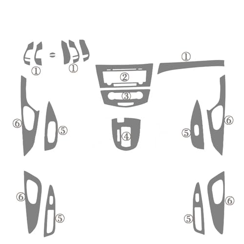 Décalcomanies panneau central et poignée de porte 3D carbone argent Nissan X-Trail 16-18