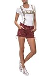 Hailys Damen Trachten Shorts Denim Lederhose Oktoberfest Wiesn (L, Wine)