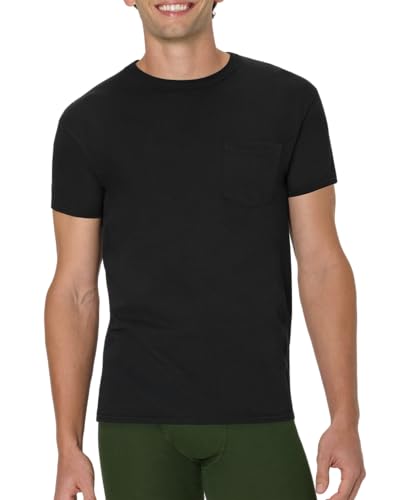 Hanes Men's Pocket T-Shirt 6-Pack, Stay-Tucked Soft Cotton Undershirts, Best Undershirts for Men, Assorted Pocket Tees