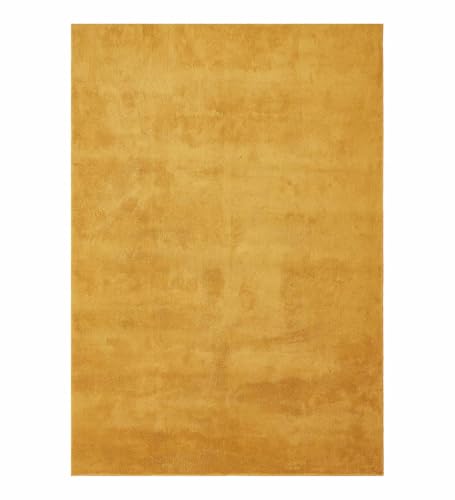 Image of Obsessions Large Indoor Polyester Carpet with Solid Pattern Felt Backing, Ideal for Bedroom & Living Room 160x230cm, Camel