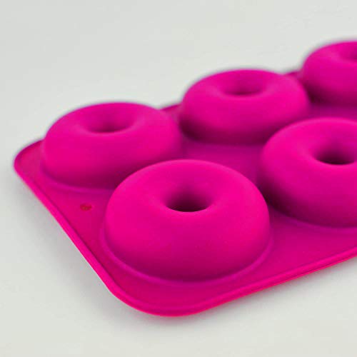 Selecto Bake Silicone Donut Moulds, Silicon Doughnut Mould Large Non-Stick 6 Cavity Molds Doughnut Tray Donut Pan Bagel Baking Tin Muffin Cupcake Biscuit Doughnut Maker Bakeware, Pink - Image 4