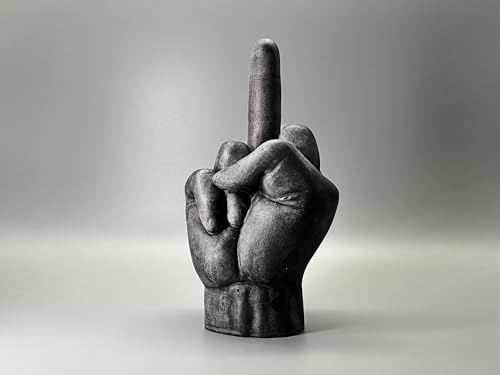 Beton Deko Mittelfinger Steinfigur Steinguss Gartenfigur anthrazit grau