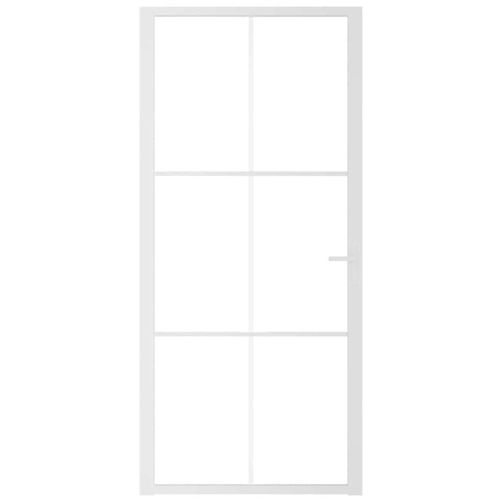 Innentür aus EGS-Glas und Aluminium, weiß, 93 x 201,5 cm, für Badezimmer, Wohnzimmer, Küche, weiß und transparent, 3 x 2 Gitter
