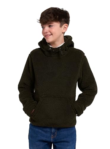 Sudadera con capucha de forro polar Sherpa Junior Jack Pyke en color oliva oscuro para niños