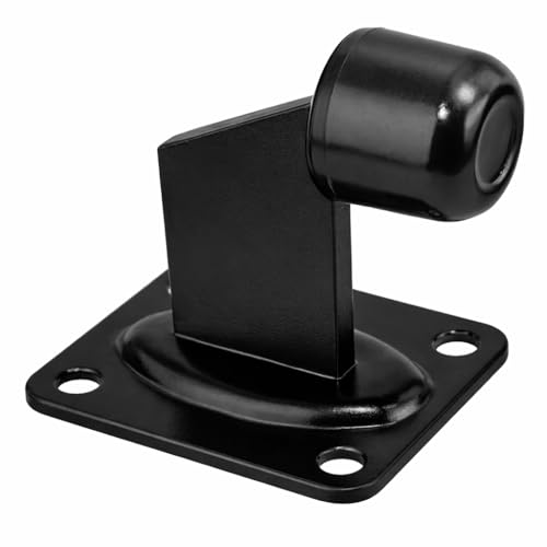 Butoir de porte avec butée en caoutchouc - 100 x 80 mm - Pour portails roulants, portails battants et portes lourdes - Butée de sol - Butoir de porte noir avec revêtement par poudrage