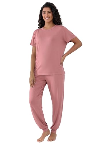 Image of Joyaria Bamboo Viscose Pajamas Women Ultra Soft Short Sleeve Jogger Pants Pjs Set Cooling Sleepwear