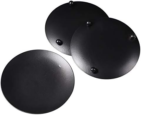 SEWACC Candle Holder Decorative 3Pcs Iron Plate Black Pillar Candle Plate Tray Centerpiece Display Candle Stand Home Desktop Weddings Decoration