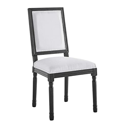 Modway Court French Vintage Upholstered Fabric Dining Chair In Black White #TOP13