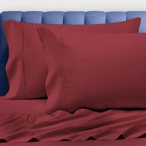 Pizuna 100% Cotton Queen Size Pillow Cases 1000 Thread Count, Rio Red