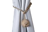 RII Beautiful Curtain Tiebacks, Natural Soft Jute Curtain Rope Pullback, Handmade Rustic Decorative