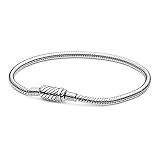 Pulseras para mujer otoño s925 perlas puras y cuentas pulidas cadena en forma de T cierre deslizante serpiente mujer 19cm