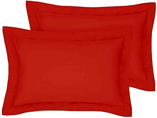 Paire de taies d'oreiller ou taies d'oreiller Oxford 200 fils Entretien facile Sans repassage Percale Polycoton 15 couleurs Rouge Cover