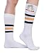 Pocket Socks Unisex - Zip Security Pocket for accessories, One Size Fits Most - 2 Pack Bundle White Sport Stripe (S/M) (9-11)