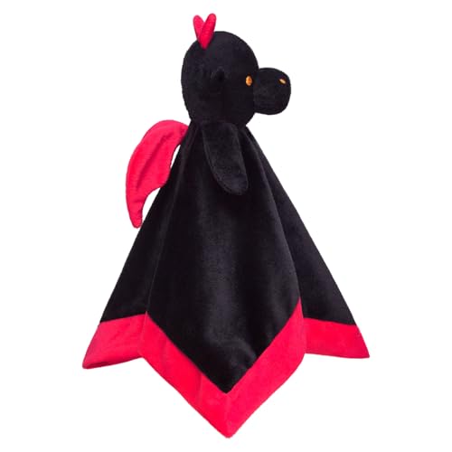 Image of Baby Black Dragon Soft Stuffed Animal Security Blanket, Dinosaur Plush Character Lovey Blanket, Baby Shower /Nursery Gift, Newborn Infant Toddler Snuggle Blankie for Boys Girls, 14 Inches