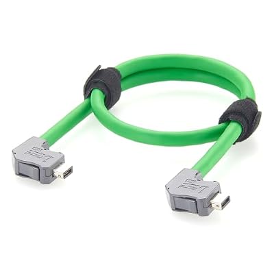 IX to IX Industrial CAT6A Ethernet Cable Right Angle IX40G-A-10S-CVL2 to IX40G-A-10S-CVL1 10Pin A-Key 10Gbps Shielded for Industrial Automation, PLC, Machine Vision, Robotics (0.5M/1.64FT)