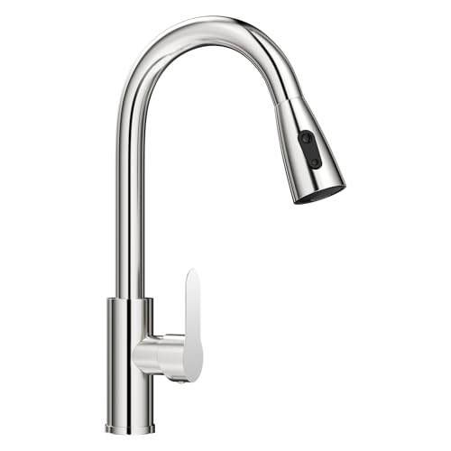 Zeripikfoasp Robinet Cuisine, Mitigeur Cuisine, Extensible Robinetterie de Cuisine avec 2 Modes de Pulvérisation, 360° d'Évier à Arc Élevé Acier Inoxydable Robinet Faucet Finition Brossée