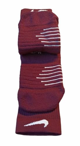 Nike Unisex Basketball Crew Socks YTH 5Y-7Y, W 6-10, M 6-8 Wine/White2