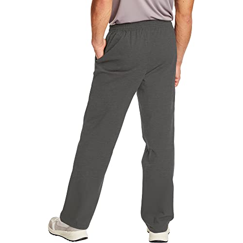 Image of Hanes Essentials Sweatpants, Men's Cotton Jersey Pants with Pockets, 33 inch, Charcoal Heather, Medium (Pack of 3)