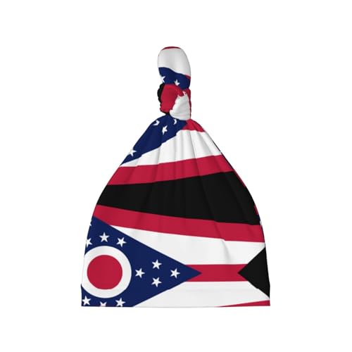 Baby Beanie Ohio State Flag Knotted Hat - Soft, Warm, Comfortable, Headwear for Newborns, 0-6 Months Black
