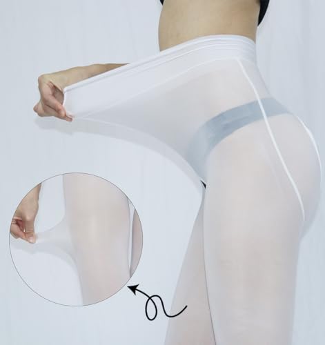 Image of Women's Oil Shiny Pantyhose High Waist Sheer Shimmer Tights Control Top Glossy Pantyhose for Women