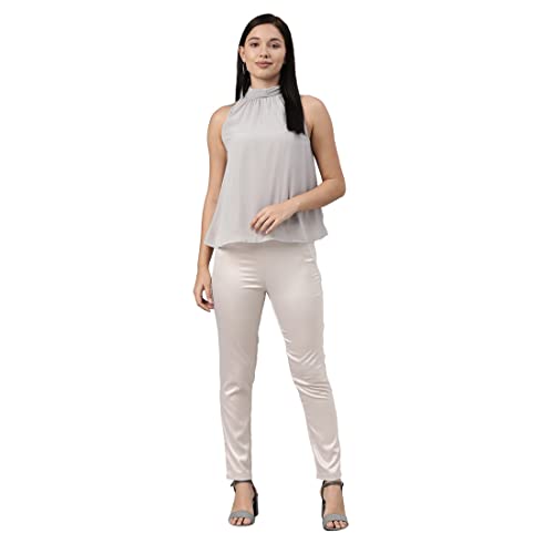 Image of GO COLORS Women Mid Rise Polyester Shiny Pant