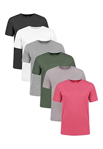 Kit 6 Camisetas 100% Algodão (preto, branco, grafite, musgo, chumbo, vinho, G)