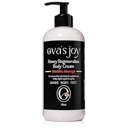 Eva's Joy Malibu Mango Regeneration Body Cream, Nourishing Moisturizer for Soft, Glowing Skin, Supports Skin's Natural Health, 16 oz