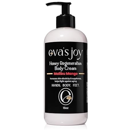 Eva's Joy Malibu Mango Regeneration Body Cream, Nourishing Moisturizer for Soft, Glowing Skin, Supports Skin's Natural Health, 16 oz
