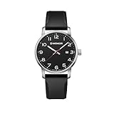 Wenger Relojes Hombre Avenue Ø 42mm, Suizos, Cuarzo, Impermeable 100m, Silicona Pulsera, Cristal de Zafiro, Negro, 01.1641.101