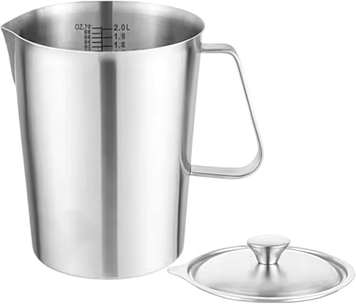 Mikuzo 304�X�e�����X���v�ʃJ�b�v �ڐ���t�� ���� ������ �n���h���t�� �W�t 0.5-2L �L�b�`���p �R�[�q�[ �~���N�e�B�[ �x�C�L���O �f�U�[�g��� �P�[�L �Ă� ���َq��� �x�r�[�t�[�h�Ή� (�W�t��,1500ml) [���s�A���i]