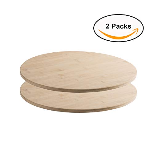 Hammont Bamboo Kitchen Cutting Board - Pack Of 2 - Eco Friendly Round Wooden Chopping Boards For Meat & Vegetables - 16” X 0.5” Cheese And Charcuterie Board - Serving Tray #TOP1