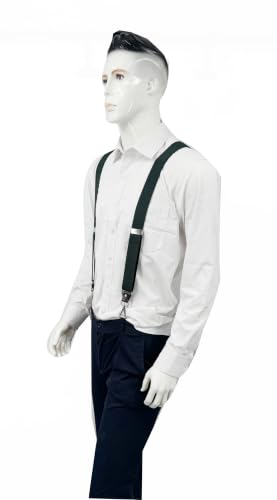 Image of Mens Suspenders with 3 Swivel Hooks Belt Loops 1.4 Inch Wide Heavy Duty Adjustable Braces