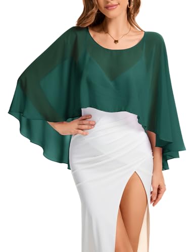 Bbonlinedress Chiffon Capes Damen Sommer Weiche Capelets leichte Tücher Wraps für Abendkleider Schal Stola elegant Umhang Dark Green