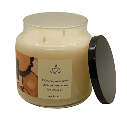 Fresh Brewed Coffee (Coffee, Sweet Cream) Scented 100% Soy Wax 16Oz Double Wick Jar Candle | Made In The Usa By Aly Inks #TOP1