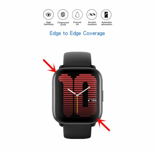 MIHENCE Compatible for Amazfit Active Screen Protector, HD Full Coverage TPU Protective Film Compatible for Active Smart Watch (6PCS)