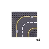 Apostrophe Games Klocki do budowy drogowe płyty bazowe do dużych bloków 19,1 cm x 19,1 cm, 8 płyt bazowych (4 proste i 4 zakrzywione drogi) kompatybilne z wiodącymi markami