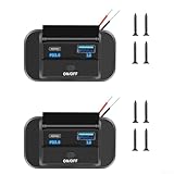 12 V USB-Steckdose mit QC3.0 USB A, für PD3.0 USB-C-Anschlüsse und Netzschalter, bietet schnelles Aufladen für Autos, Boote und Marine-Ausrüstung (2 Stück)