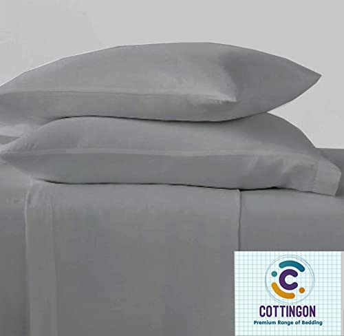 Image of Cottingon Full XL Dorm Bed Sheets 4 Piece Set for College Rooms, Luxury Soft Microfiber Sheets fits 6 to 10 Inches Deep Pocket Mattress, Extra Long Dorm Bedding, 54 inch x 80 inch, Light Grey