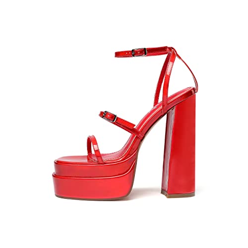 Vivianly Womens Platform Ankle Strap Sandals Open Toe Chunky Block High Heels Size 8 thumb #3