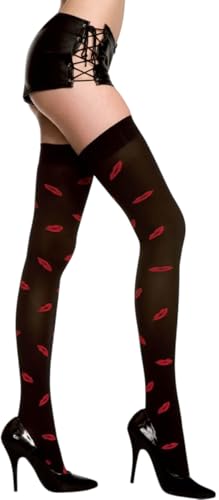 Image of ToBeInStyle Women's Cute Romantic Love Heart Print Thigh High Stockings