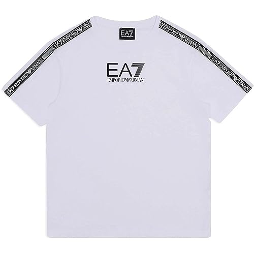 Image of EA7 Boys Logo Series Cotton T-Shirt 8 White