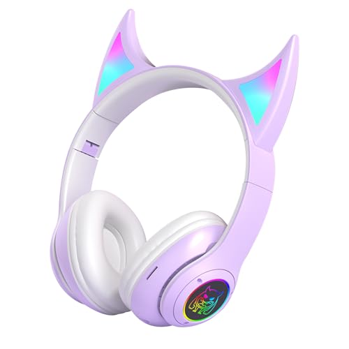 Genérico Auriculares inalámbricos para Colocar sobre la Oreja,Auriculares para Colocar sobre la Oreja - Orejeras de Juego inalámbrico Devil Cat Ear | supraaurales Ligeros, Auriculares portátiles pa