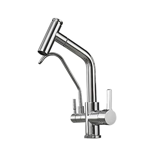Robinet de cuisine à 3 voies multifonction avec bec pivotant en laiton durable