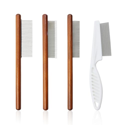 SGSCFG 3 Pettini E 1 Pettine di Pulci, Pettine per Nodo di Gatto, Strumento di Pulizia dei Capelli da Compagnia, Adatto per Rimuovere I Capelli Galleggianti E Rimuovere Le Pulci.