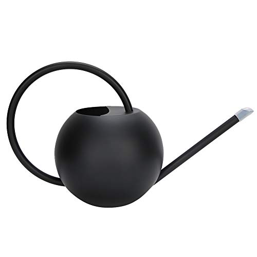 Riego de Acero Inoxidable Puede Longitud Larga 1l diseño esférico Elegante Mango ergonómico para Plantas de Interior de Interiores jardín de jardín Negro