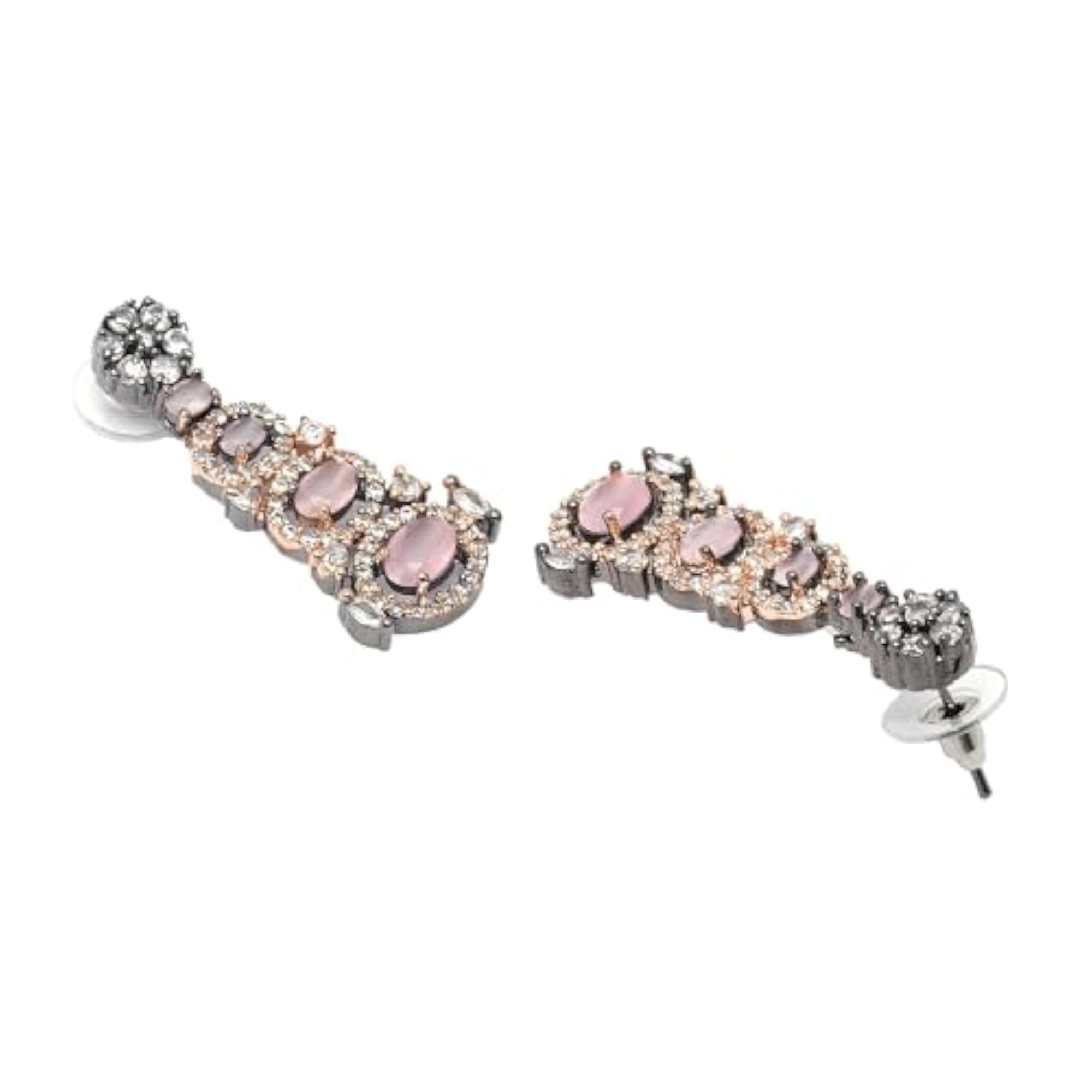 Intramural Quirky Drop Earrings with Rhodium American Diamond